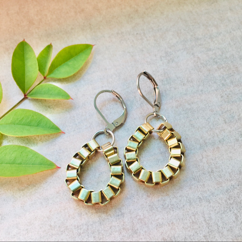 Vintage Box Chain Minimalist Teardrop Earrings 19$